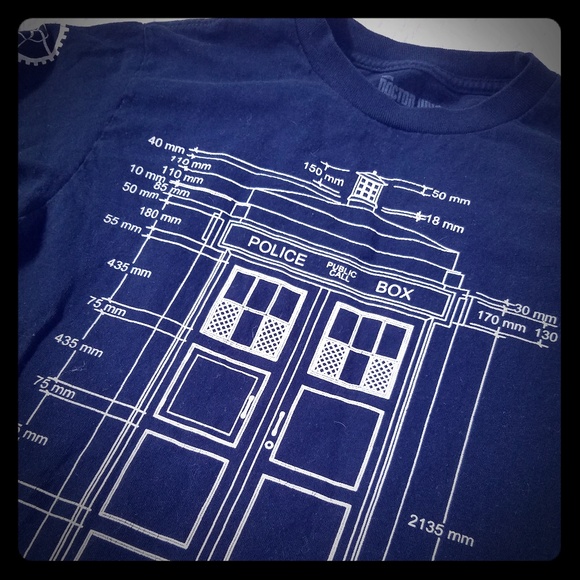 🖤Doctor Who TARDIS blueprint long sleeve - Picture 4 of 6
